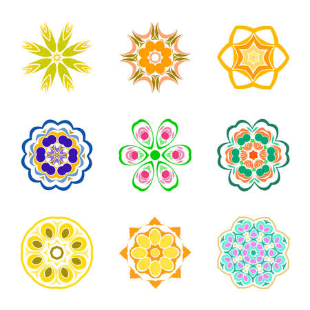 A set of radial pattern. Geometric pattern.のイラスト素材