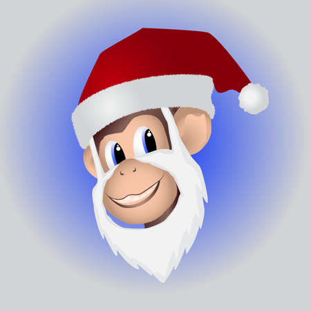 Christmas monkey in hat. The symbol of the year.のイラスト素材