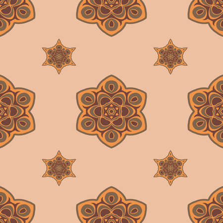 Seamless brown background boho chic. A series of universal patterns.のイラスト素材