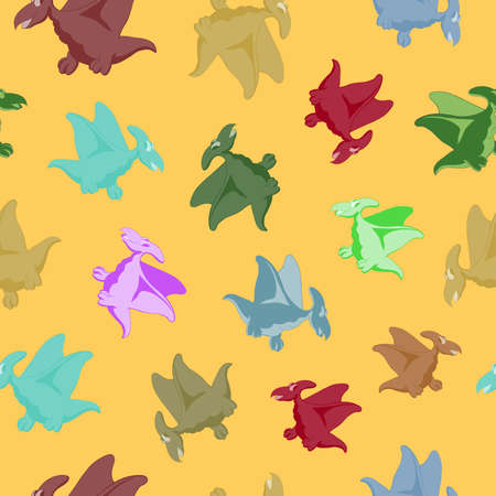Cartoon flying dinosaur. Seamless series for young childrenのイラスト素材