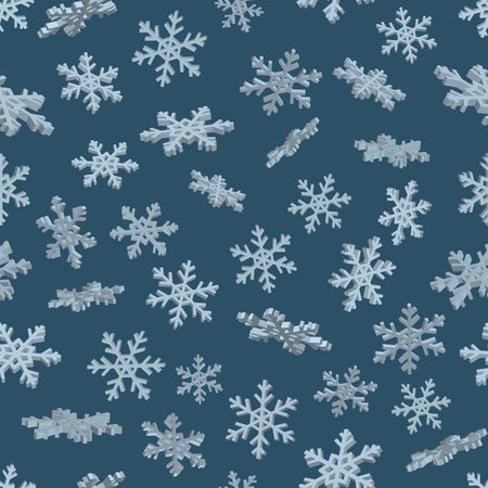3D snowflakes. Blue seamless background. New year Christmas. Paper packing