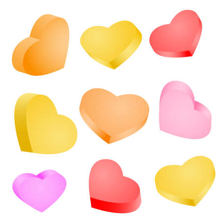 Set of colorful heartsのイラスト素材