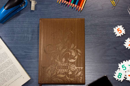 diary on the tableの写真素材