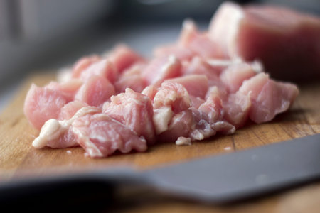Slices of pork on a cutting board