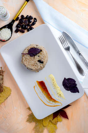 Congri dish of Cuban national cuisine. Top viewの写真素材