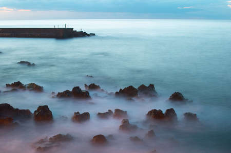 Beacon at sunset, Puerto de la Cruz, Tenerifeの写真素材