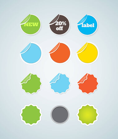 Labels of various shapes and colors.のイラスト素材