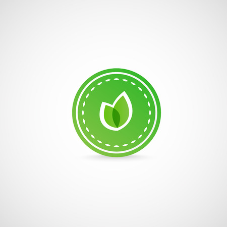Green leaves. Badge with green leaf, eco theme.のイラスト素材