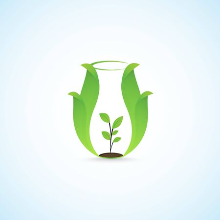 Pitcher and plants.A plant in a jar, bright picture.のイラスト素材
