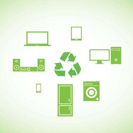 Ecology and Electronics. Household appliances and electronics.のイラスト素材