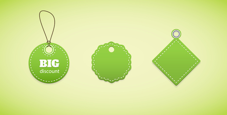 Green price tags, labels. Several labels in a simple form.のイラスト素材