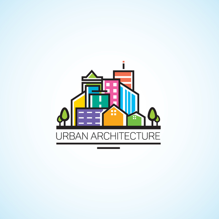 Multicolored buildings.のイラスト素材