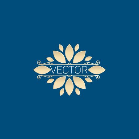 Flower golden emblem, flat style.のイラスト素材