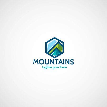 Mountains flat logo.のイラスト素材