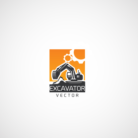 Excavator and Gears, Service logo.のイラスト素材