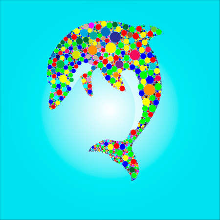 dolphins silhouette from circles vector illustrationのイラスト素材