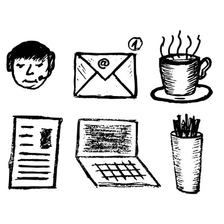 Set of hand drawn objects for business people. Vectorial isolated elements.のイラスト素材