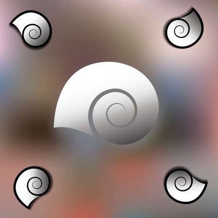 Shell on blurry background. Stylish art image with helix.のイラスト素材