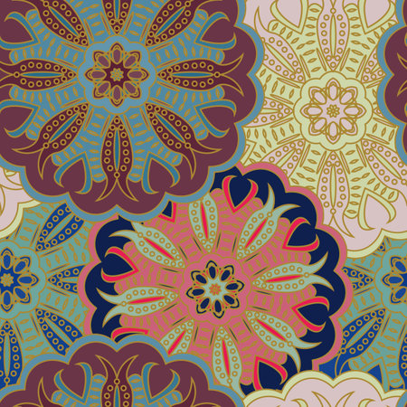 Beautiful eastern vintage seamless pattern. Background in oriental style. Vector floral illustration...