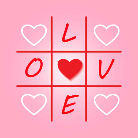Valentines day original pink card with tic-tac-toe design. Vector illustration for congratulation.のイラスト素材