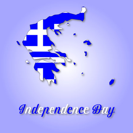 Greece flag on map made in official colors. National Greece flag. Vector illustration. EPS10 for card or congratulations.のイラスト素材