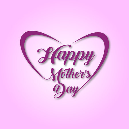 Beautiful lilac mothers day curly text in the heart design. Card for celebration.のイラスト素材
