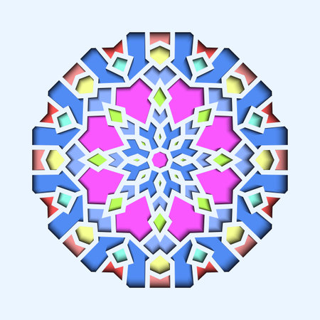 Arabesque pattern, vignette in eastern style, orient stained-glass. Design for Eid Mubarak, decor of...