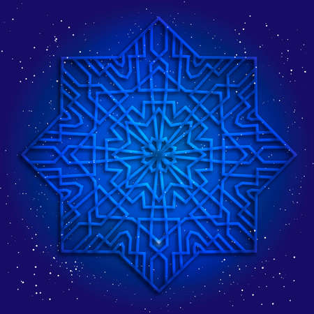 Sacral geometry 3d design. Mandala, arabesque in cosmos. Magic kabbalah figure. Esoteric illustration.のイラスト素材