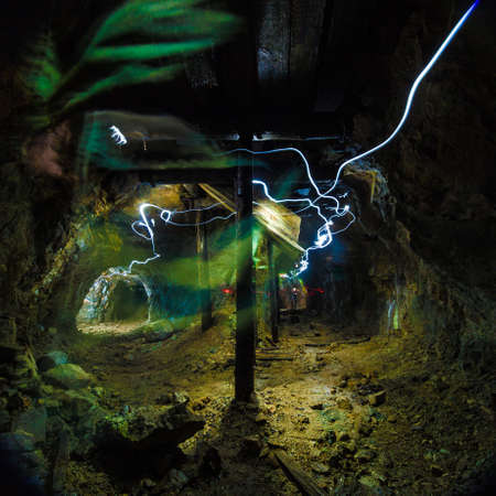 wooden pillars in the old mineの写真素材