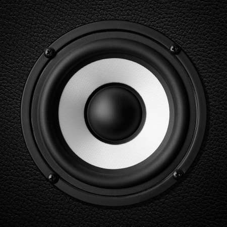 Black  white speaker, leather speakersの写真素材