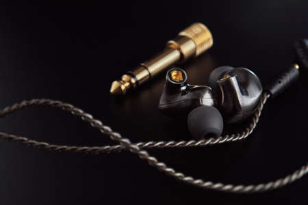 Audiophile in-ear earphone with MMCX connector. high quality sound. professional sound.の写真素材