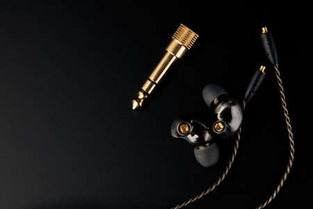 Audiophile in-ear earphone with MMCX connector. high quality sound. professional sound.の写真素材