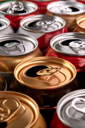 Empty aluminum drinks cans for recycling. 06/11/2019 Rostov-on-Don, Russiaのeditorial素材