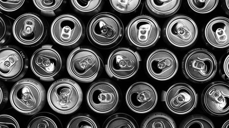 Empty aluminum drinks cans for recycling. 06/11/2019 Rostov-on-Don, Russia
