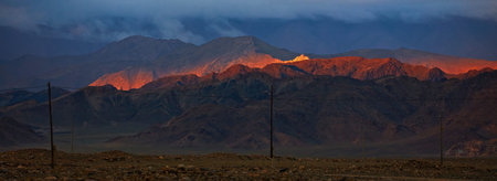 Incredible sunset in the mountains. colors of nature. Sunset panorama on the background of...