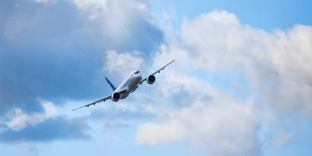 New Russian passenger aircraft MS-21-300 flying prototype of a new Russian civil airliner during...