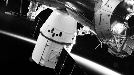 SpaceX Crew Dragon spacecraft is docked to the Space Station.