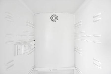 An empty refrigerator. Inside an empty, clean refrigerator, a refrigerator compartment after...