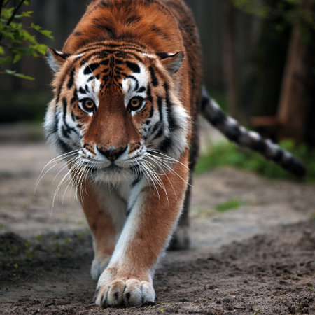 Portrait of a beautiful tiger. Big cat close-up. Tiger looks at you, portrait of a tiger. Portrait...