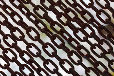 Rusty chains. Background of chains on a withe background. Rust Anchor Chain. Curtain of old...