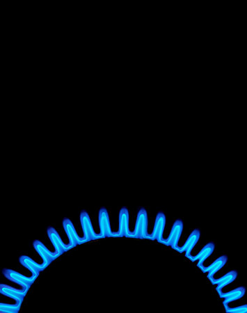 Gas burns blue on