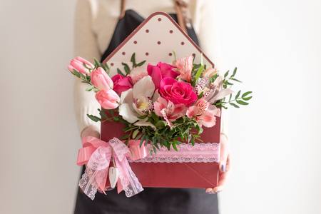 flowers in handsの写真素材