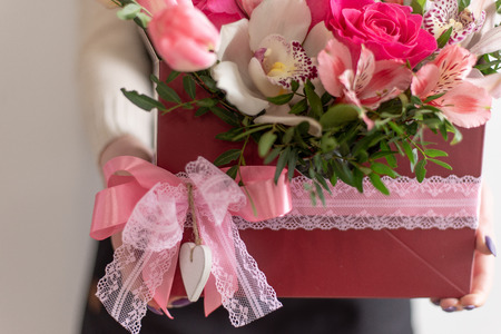 flowers in handsの写真素材