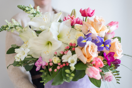 flowers in handsの写真素材