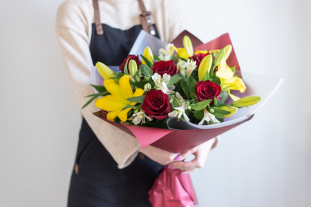flowers in handsの写真素材