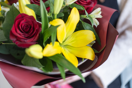 flowers in handsの写真素材