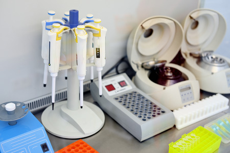 Laboratory equipment for DNA testing and blood analysis.の写真素材