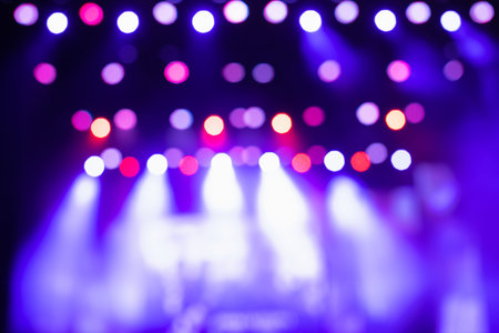 Concert light. Empty music scene. Theater lighting. Light music. Light fixtures. Abstract...