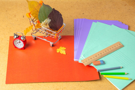 Back to school concept. School supplies on background. Copy space.