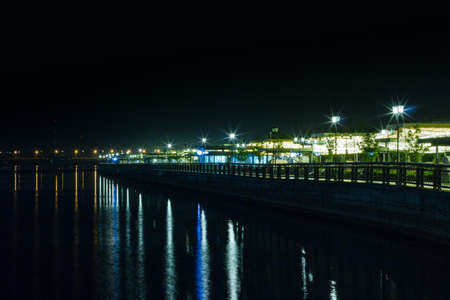 night embankment in kazan, russiaの写真素材
